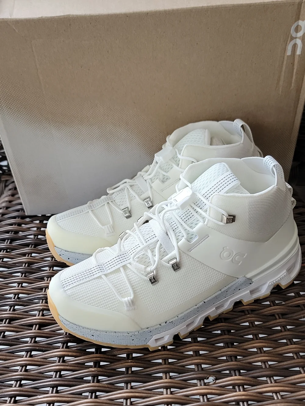 On Cloudtrax Undyed Women's White Mesh Lace Up Mid Top Sneakers